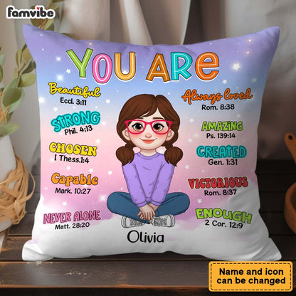 Personalized 'You Are Bible Verses' Gift for Granddaughter & Daughter Pillow 35748 Mockup 6