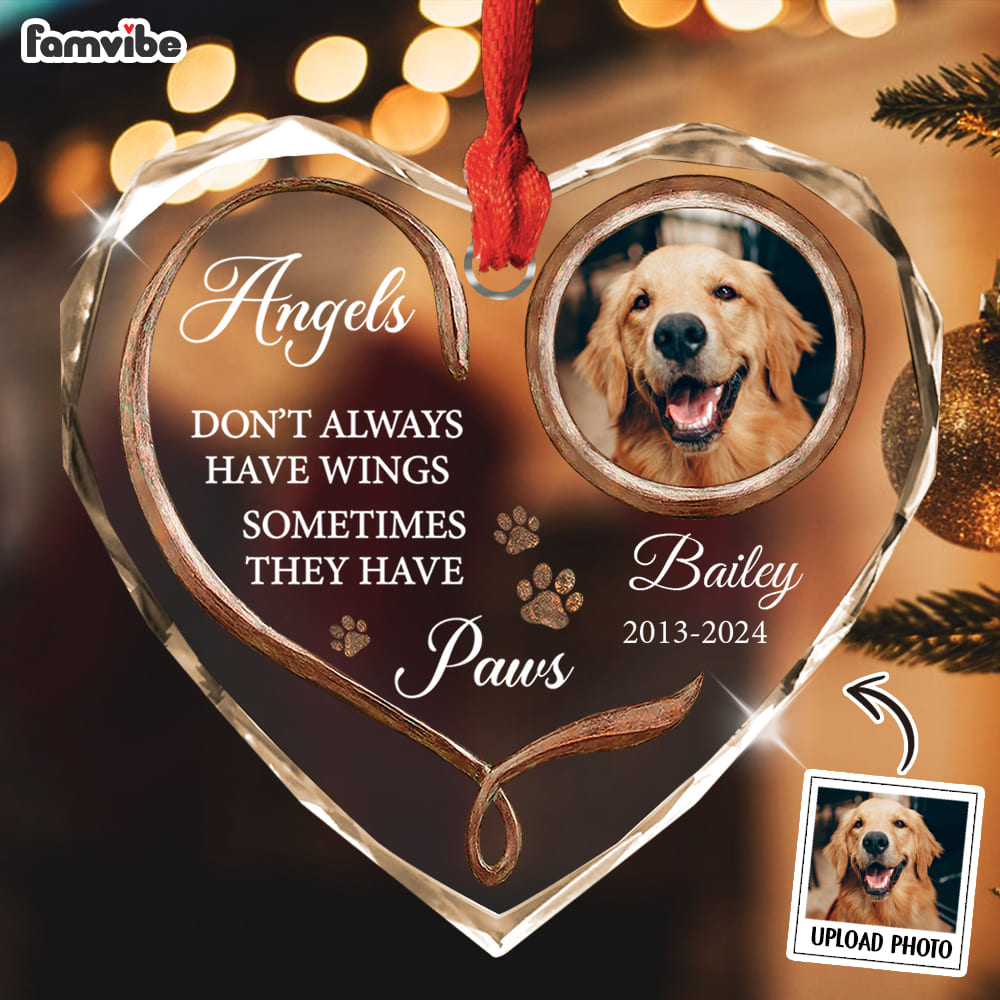 Personalized Dog Memorial Heart And Paw Heart Glass Ornaments 36521 Mockup 2