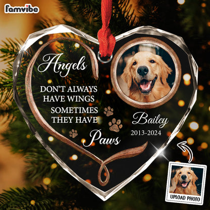 Personalized Dog Memorial Heart And Paw Heart Glass Ornaments 36521 Mockup 3