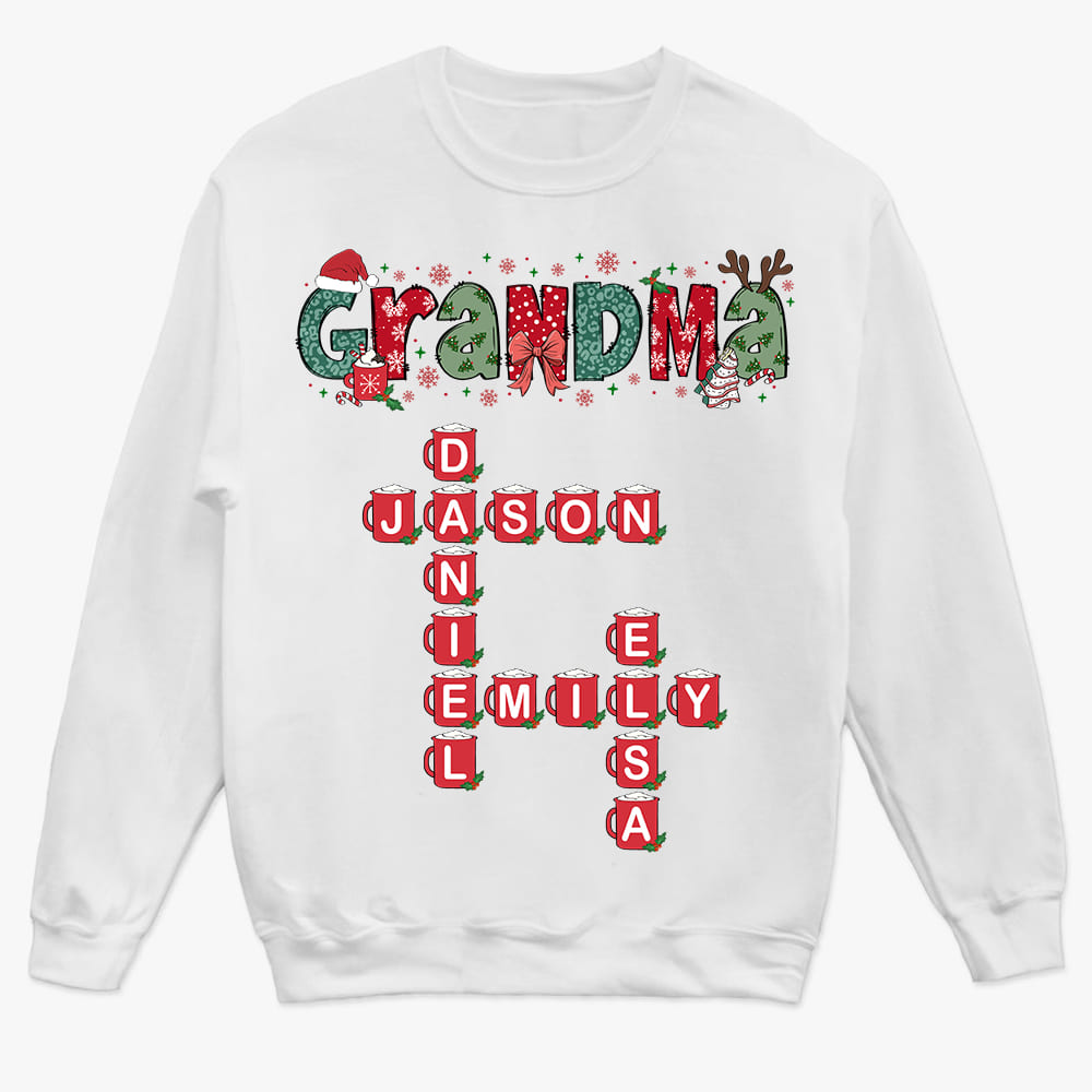 Personalized Grandma Christmas Crossword Art Puzzle Shirt Hoodie Sweatshirt 36553 Primary Mockup