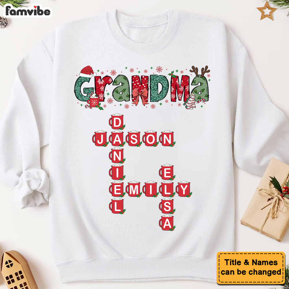 Personalized Grandma Christmas Crossword Art Puzzle Shirt Hoodie Sweatshirt 36553 Mockup 2