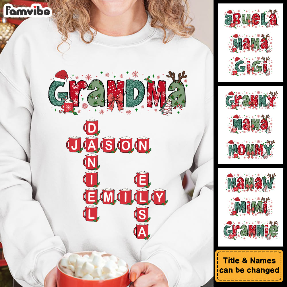 Personalized Grandma Christmas Crossword Art Puzzle Shirt Hoodie Sweatshirt 36553 Mockup 3