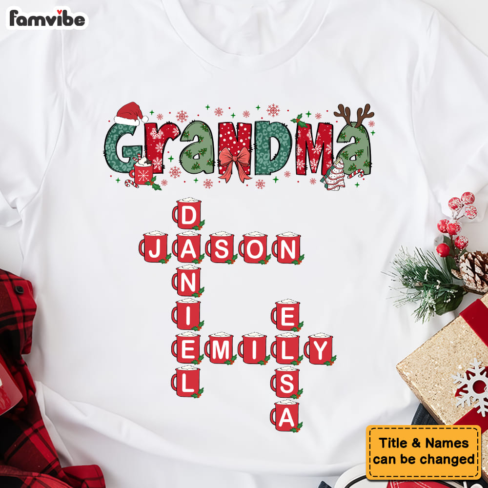 Personalized Grandma Christmas Crossword Art Puzzle Shirt Hoodie Sweatshirt 36553 Mockup 4