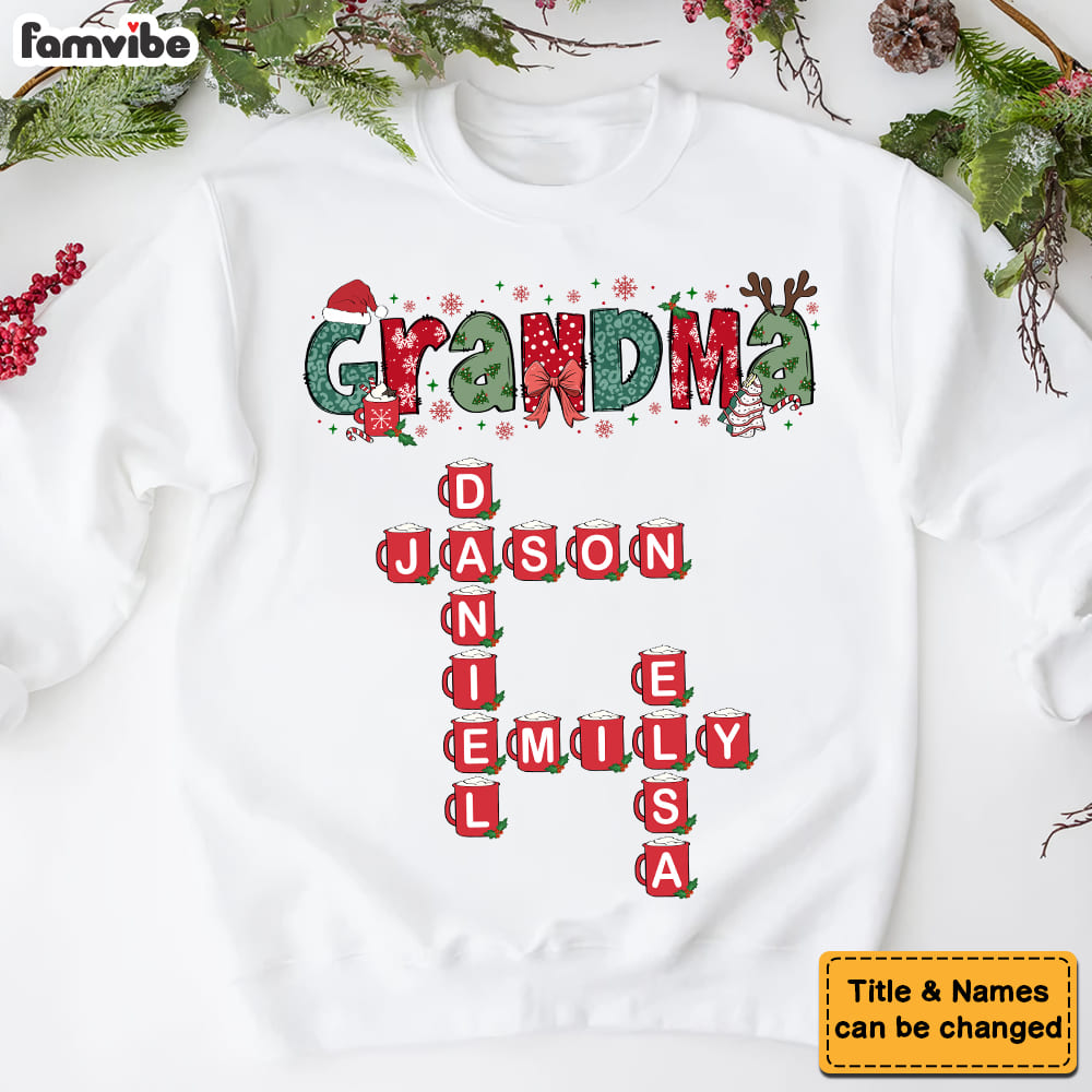 Personalized Grandma Christmas Crossword Art Puzzle Shirt Hoodie Sweatshirt 36553 Mockup 5