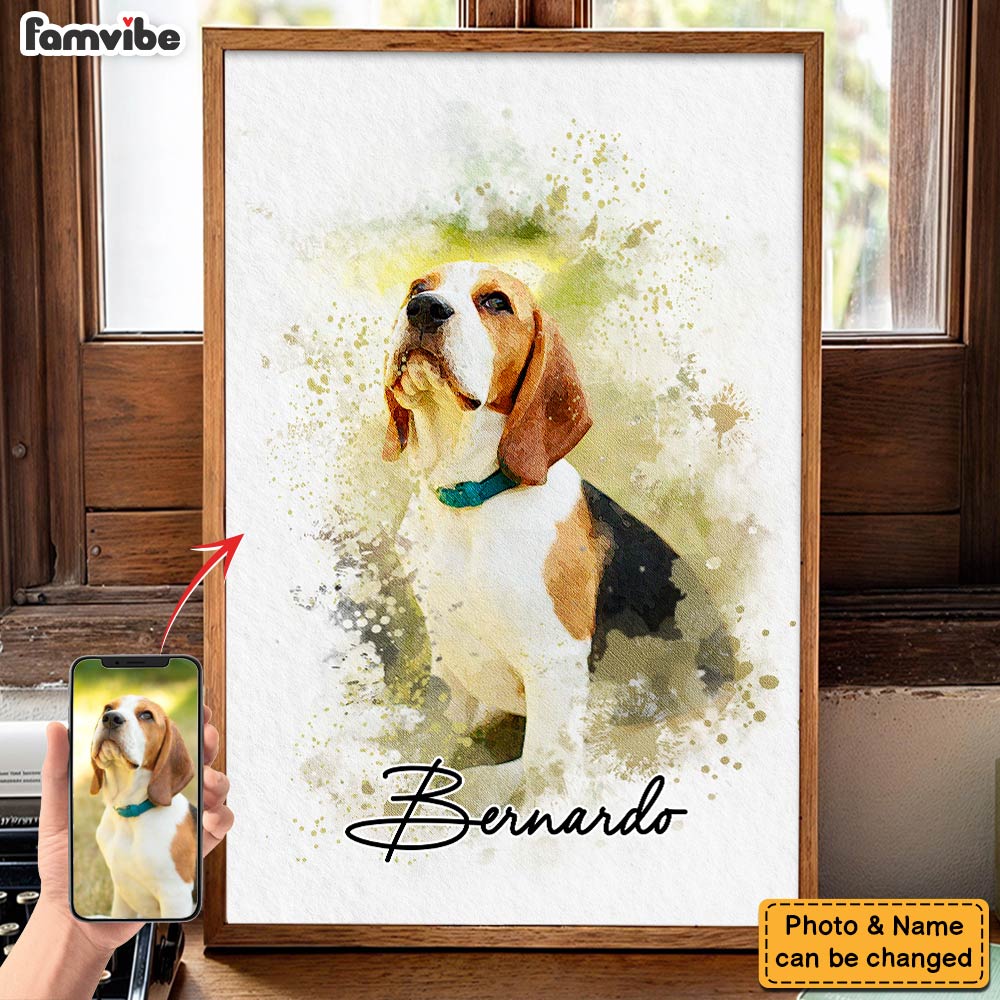 Personalized Watercolor Pet Poster From Photo, Gift For Pet Owners, New Pet Gift, Pet Memorial Gift 36637 Mockup 5