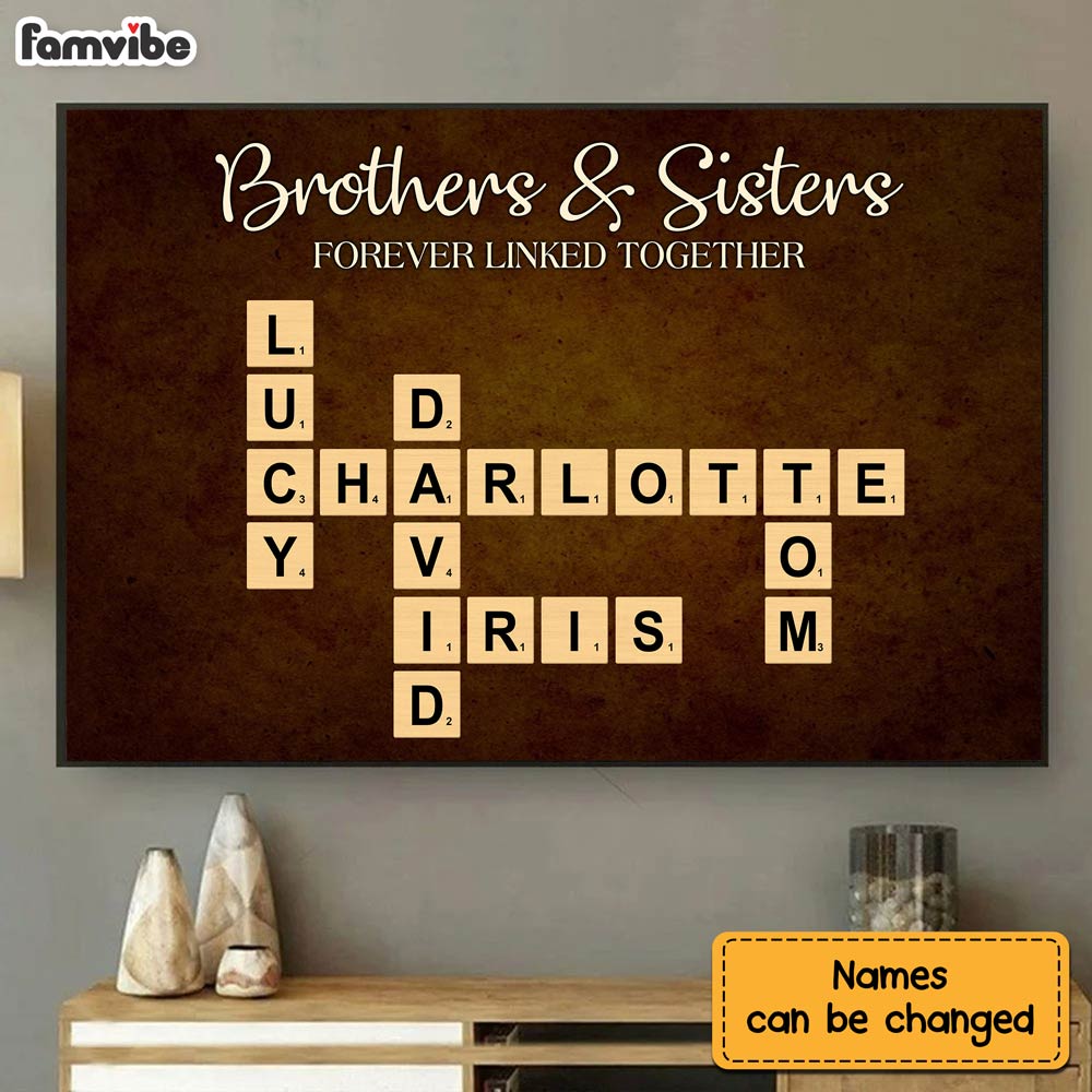 Personalized Gift for Brothers & Sisters Forever Linked Together Poster 36656 Mockup 2