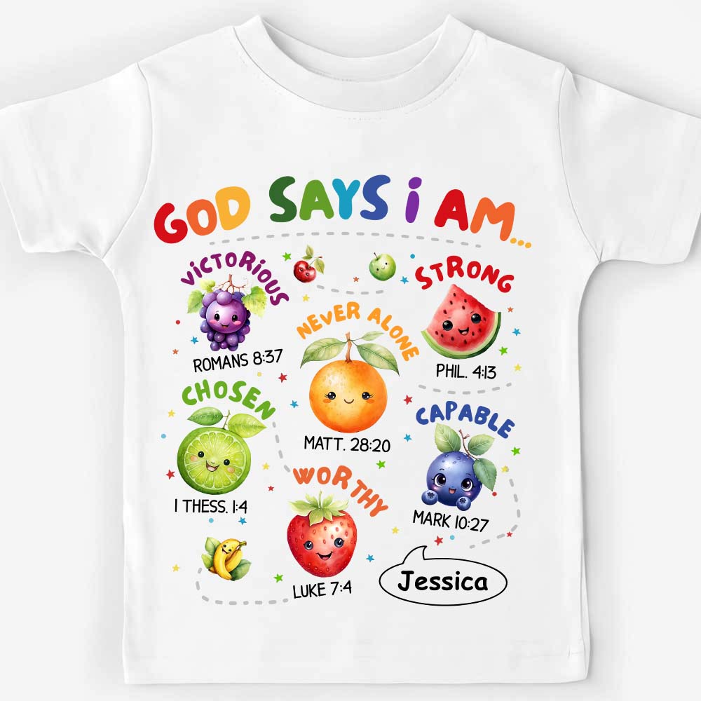 Personalized Gift For Grandkids God Says I Am Cute Baby Fruits Kid T Shirt - Kid Hoodie - Kid Sweatshirt 36660 Mockup 2