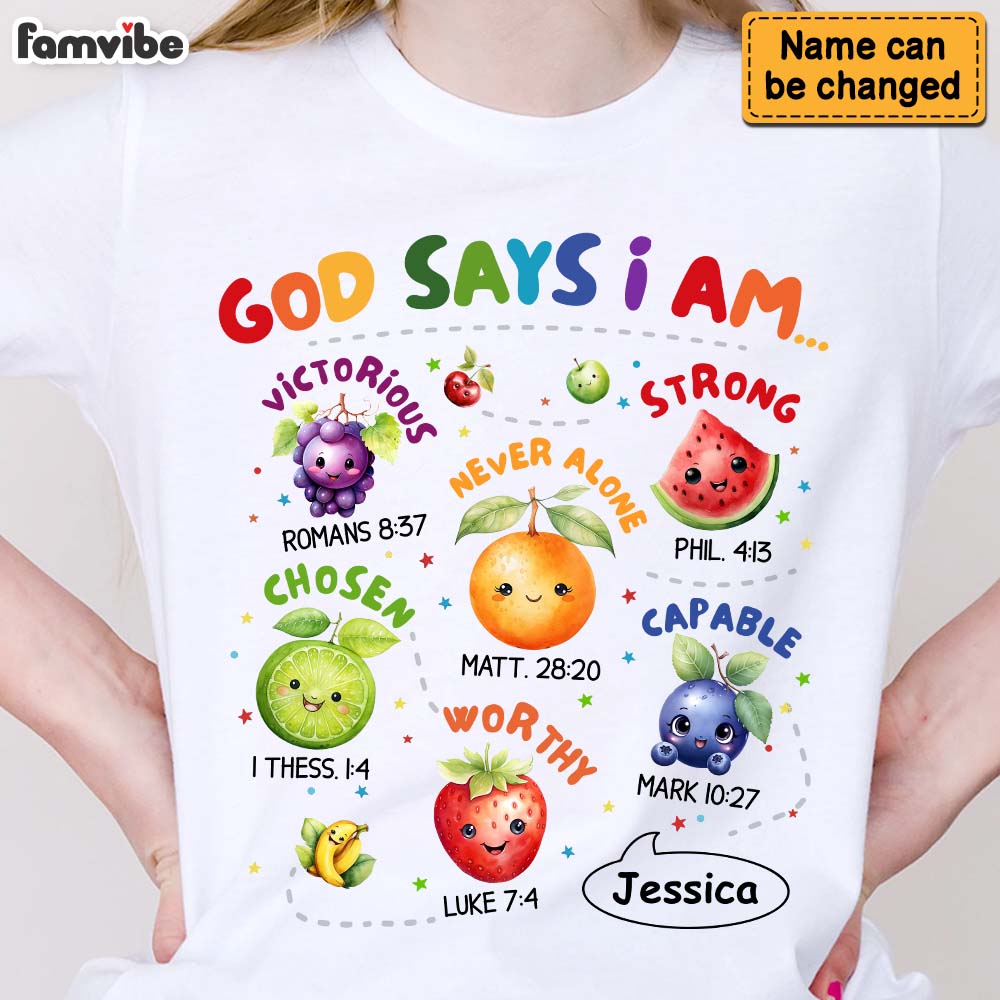 Personalized Gift For Grandkids God Says I Am Cute Baby Fruits Kid T Shirt - Kid Hoodie - Kid Sweatshirt 36660 Mockup 3