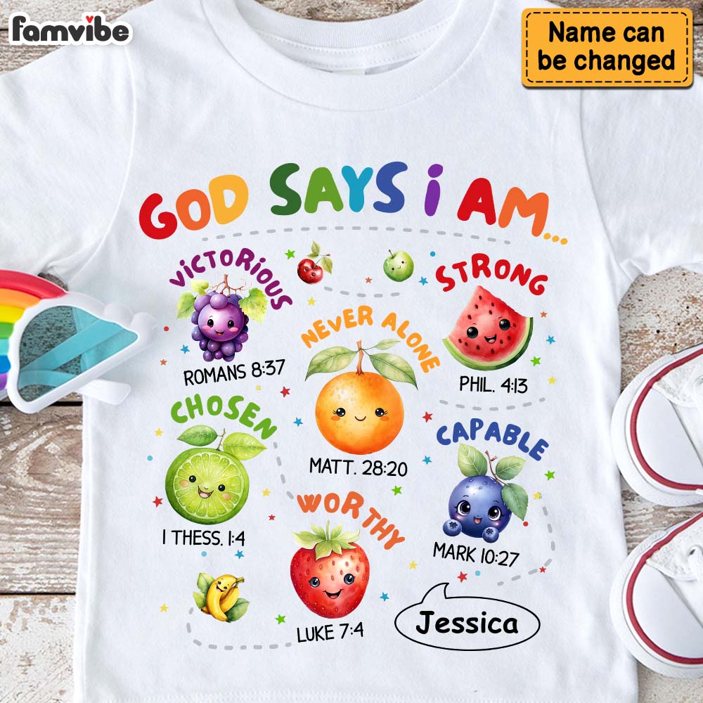 Personalized Gift For Grandkids God Says I Am Cute Baby Fruits Kid T Shirt - Kid Hoodie - Kid Sweatshirt 36660 Mockup 4