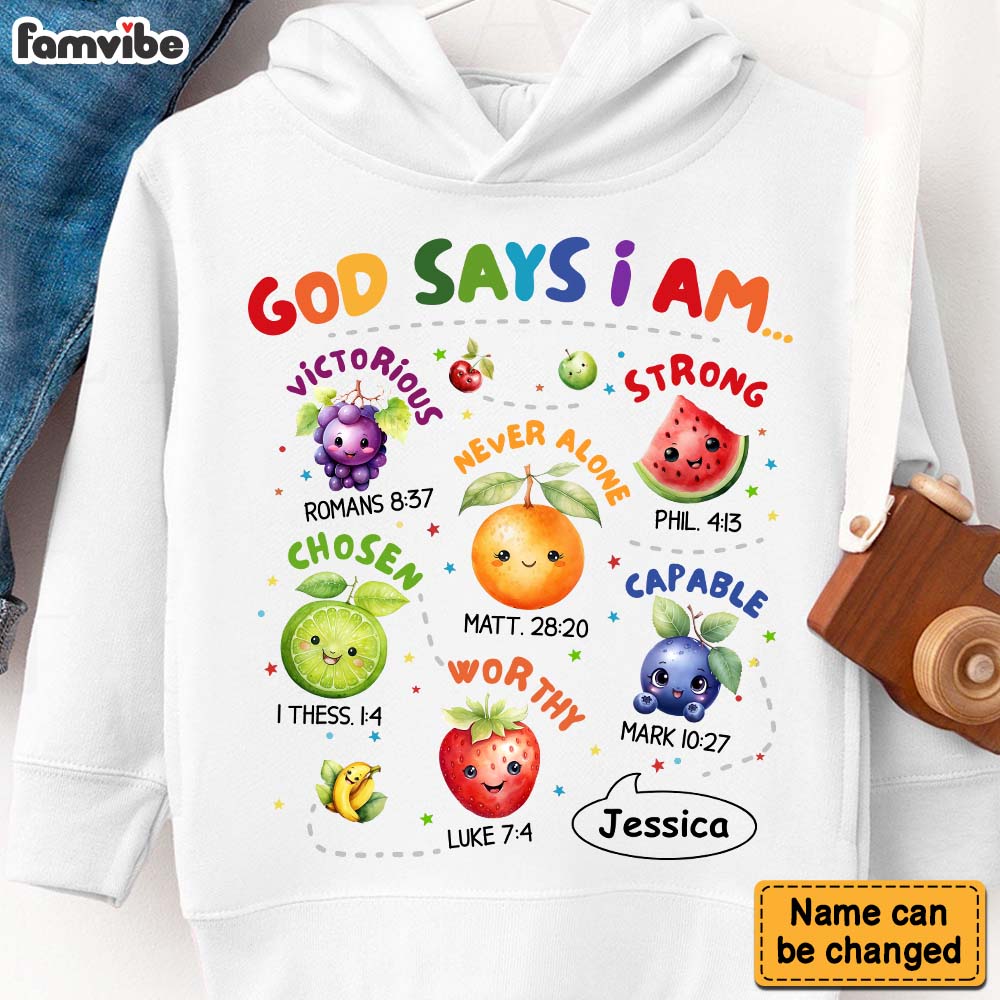 Personalized Gift For Grandkids God Says I Am Cute Baby Fruits Kid T Shirt - Kid Hoodie - Kid Sweatshirt 36660 Mockup White