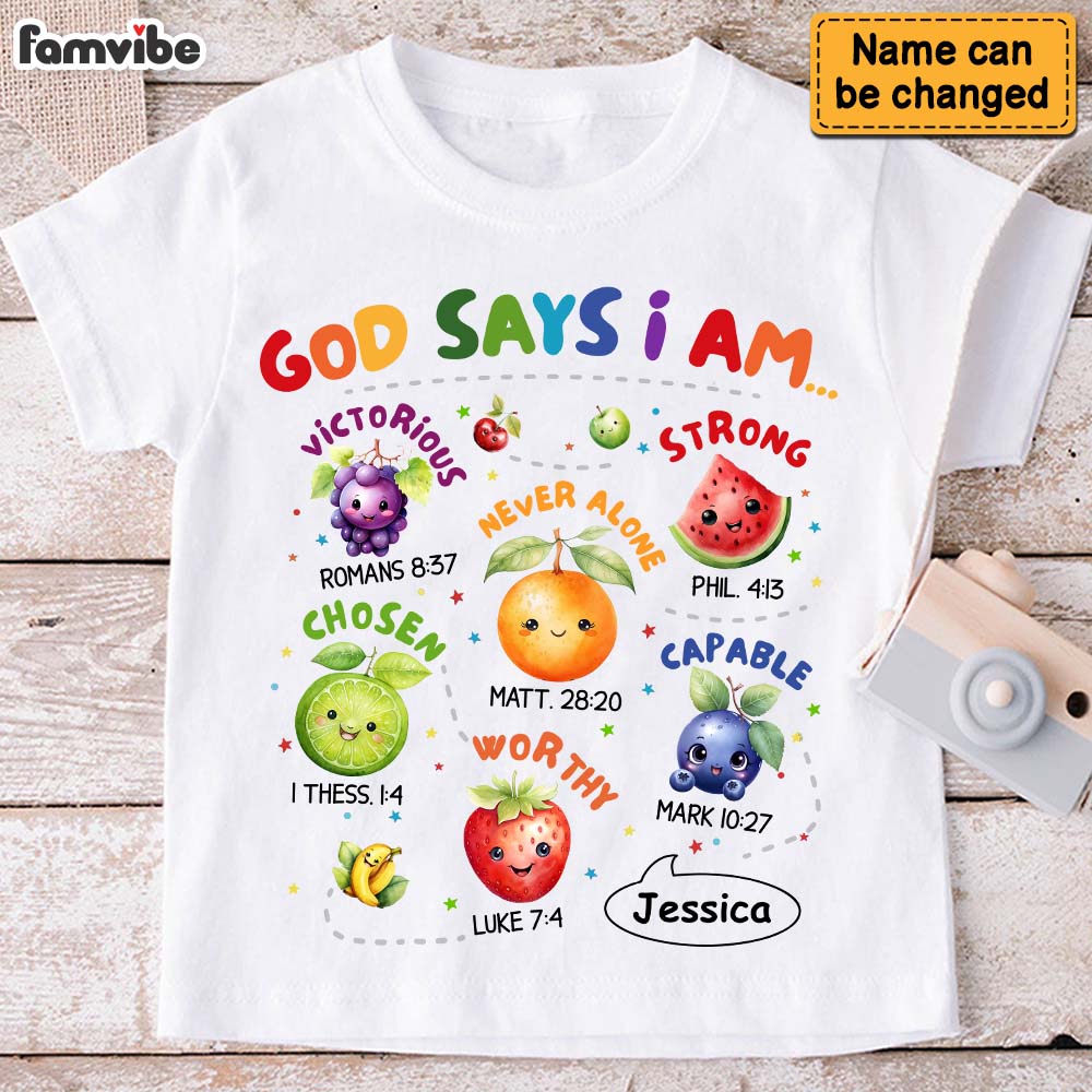 Personalized Gift For Grandkids God Says I Am Cute Baby Fruits Kid T Shirt - Kid Hoodie - Kid Sweatshirt 36660 Mockup Light Pink