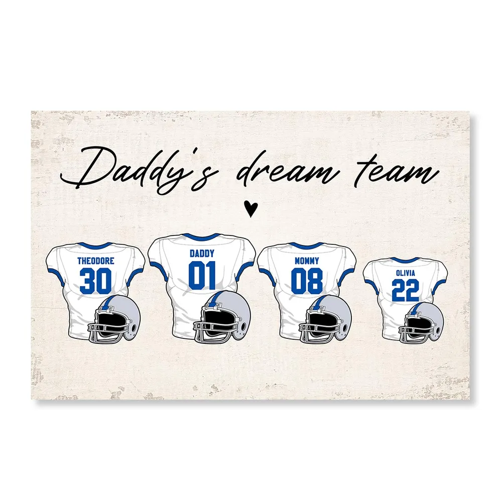 Family‘s Dream Team American Football Personalized Poster, Gift For Dad, For Grandpa, For Husband