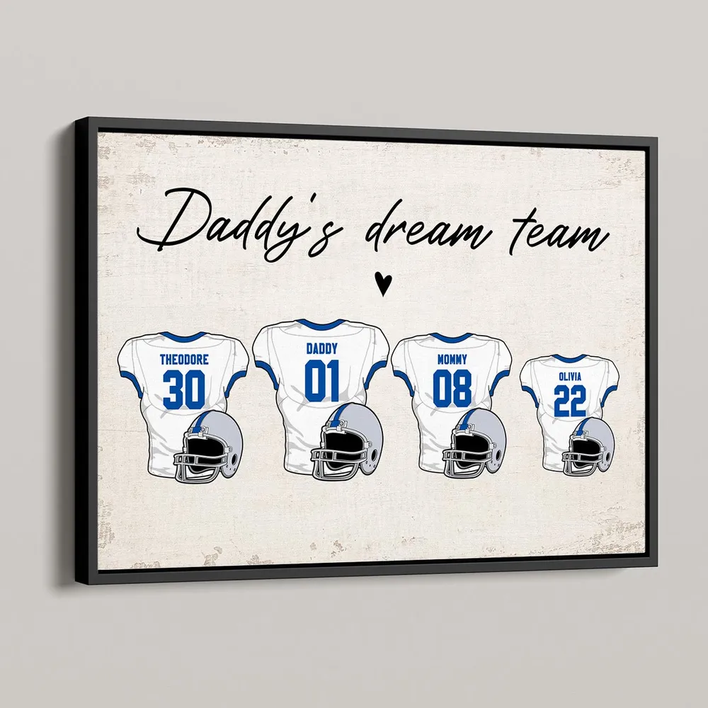 Family‘s Dream Team American Football Personalized Poster, Gift For Dad, For Grandpa, For Husband