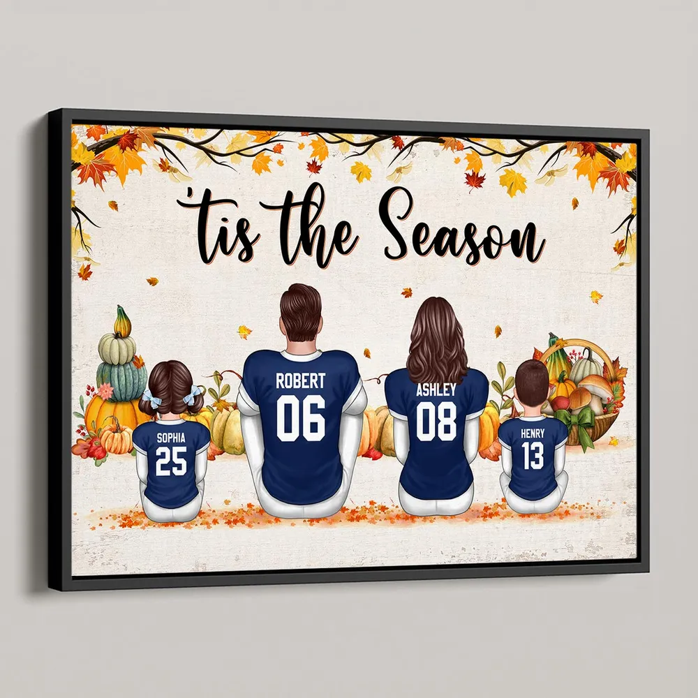 Fall Season Football Family Sitting Personalized Poster, Gift For Husband, Wife, Dad, Mom