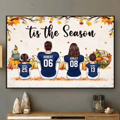 Fall Season Football Family Sitting Personalized Poster, Gift For Husband, Wife, Dad, Mom