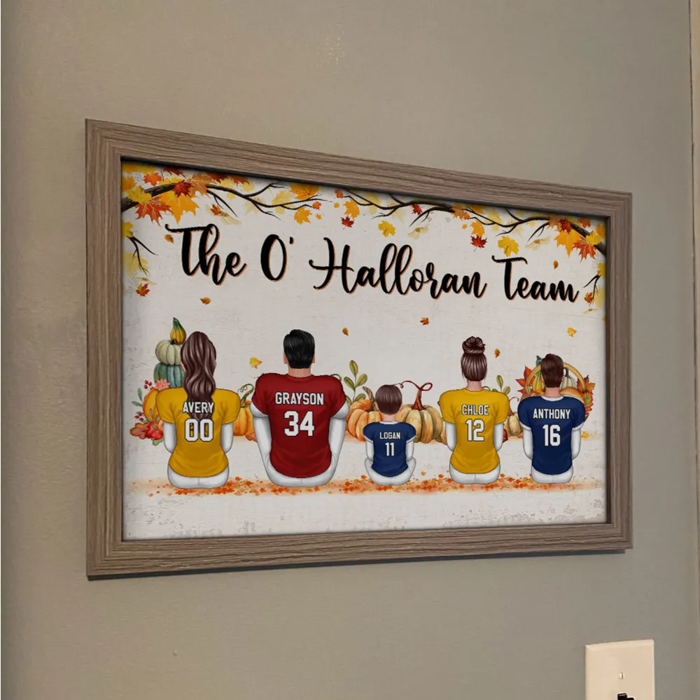 Fall Season Football Family Sitting Personalized Poster, Gift For Husband, Wife, Dad, Mom