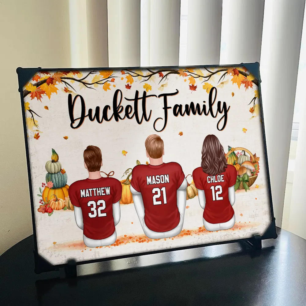 Fall Season Football Family Sitting Personalized Poster, Gift For Husband, Wife, Dad, Mom