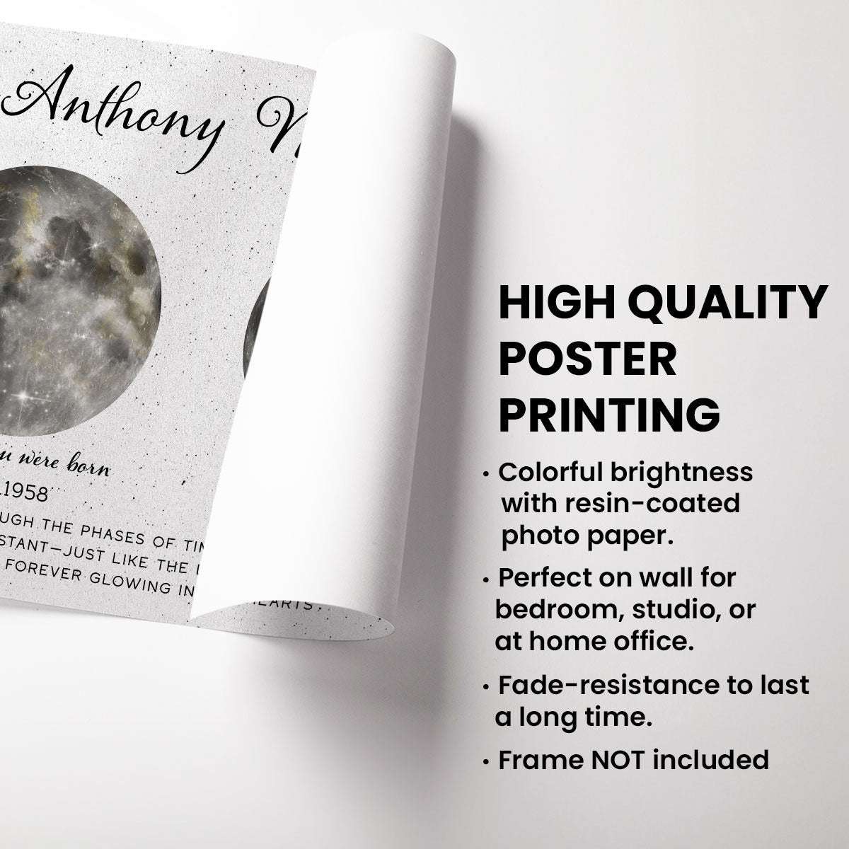 Memorial Keepsake Lost Loved One Moon Phase Art Sympathy Gift Personalized Poster