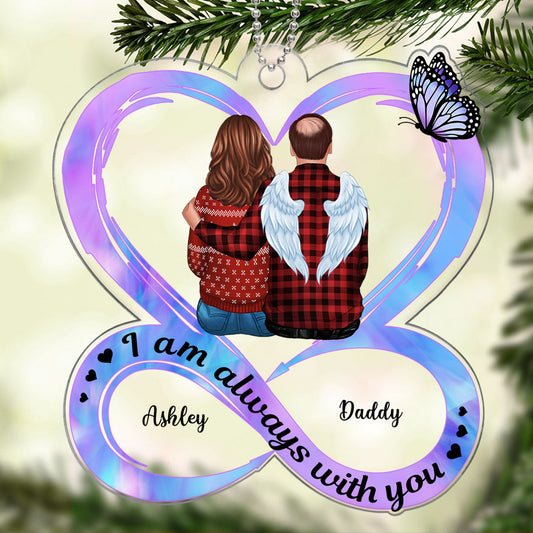 Heart Infinity Family Memorial Sitting Back View Personalized Acrylic Ornament
