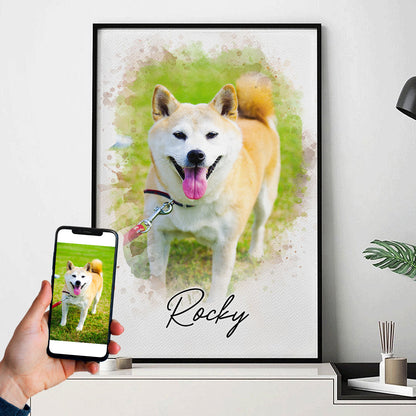 Personalized Watercolor Pet Poster From Photo, Gift For Pet Owners, New Pet Gift, Pet Memorial Gift