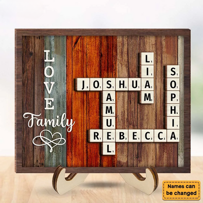 Personalized Family Crossword Art - Created In A Moment, Treasured Forever Wooden Plaque
