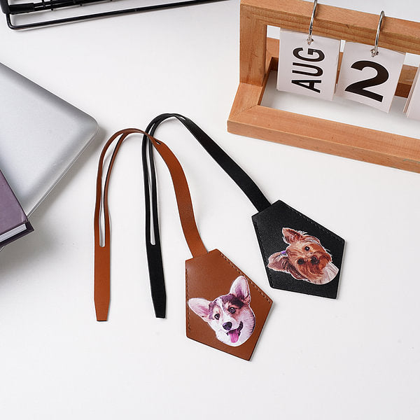 Personalized Dog Cat Photo Leather Bag Tag with Name Birthday Gift for Pet Lovers