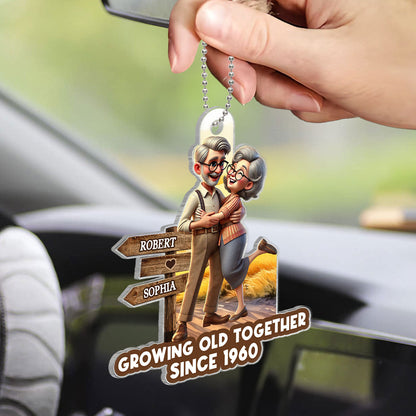 Growing Old Together Personalized Car Hanger Ornament, Anniversary Valentine's Day For Him, For Her, Husband, Wife