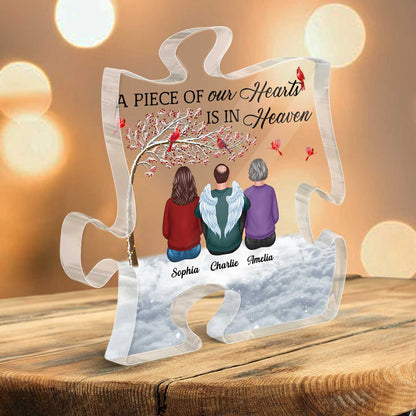 Family Sitting Memorial Remembrance Gift A Piece Of My Heart In Heaven Personalized Puzzle Acrylic Plaque