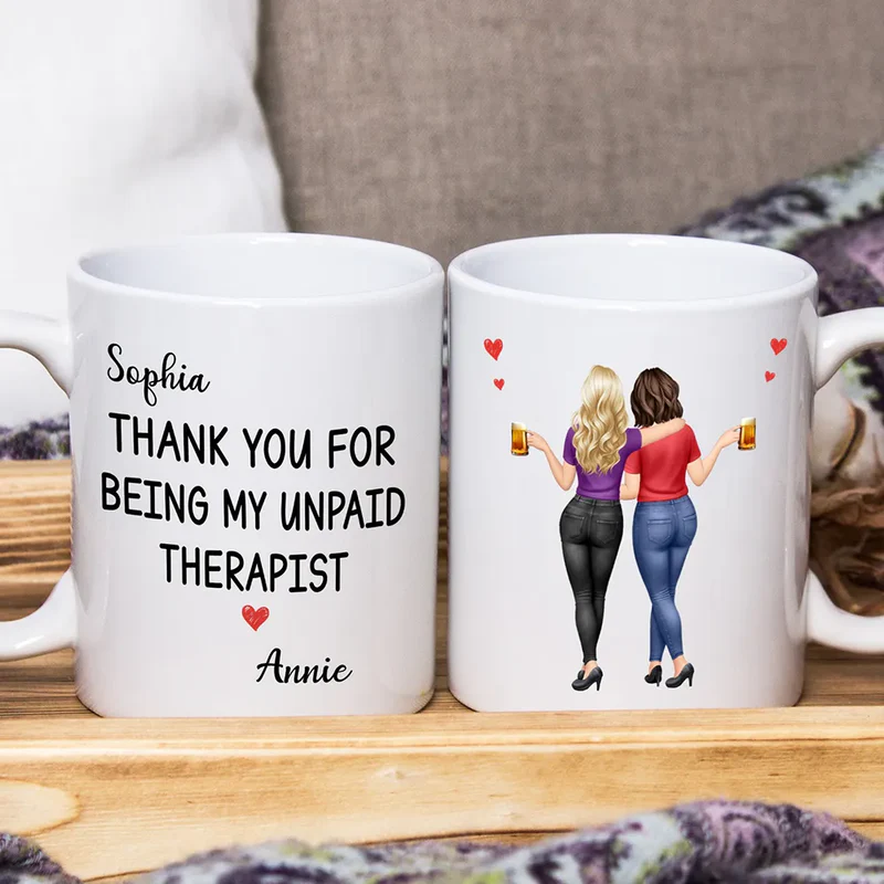 3D Besties Thank You For Being My Unpaid Therapist - Personalized Mug