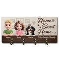 3D Effect Home Sweet Home - Personalized Wood Key Holder