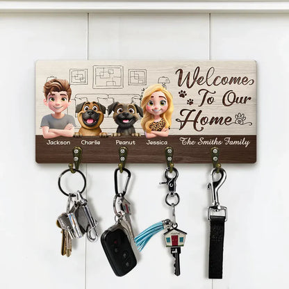 3D Effect Home Sweet Home - Personalized Wood Key Holder