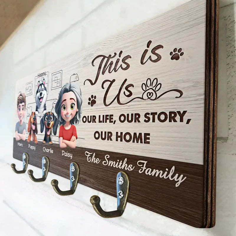 3D Effect Home Sweet Home - Personalized Wood Key Holder