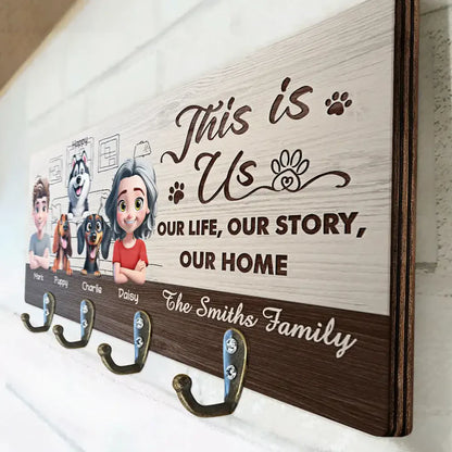 3D Effect Home Sweet Home - Personalized Wood Key Holder