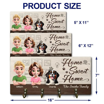 3D Effect Home Sweet Home - Personalized Wood Key Holder