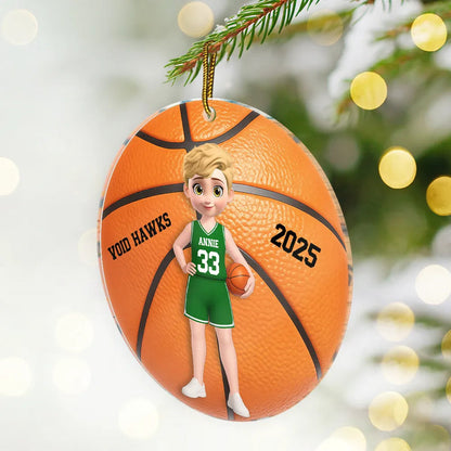 3D Effect Basketball Girl Boy - Personalized Custom Shaped Acrylic Ornament