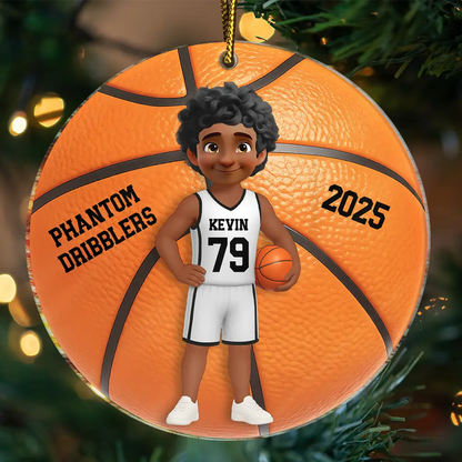3D Effect Basketball Girl Boy - Personalized Custom Shaped Acrylic Ornament