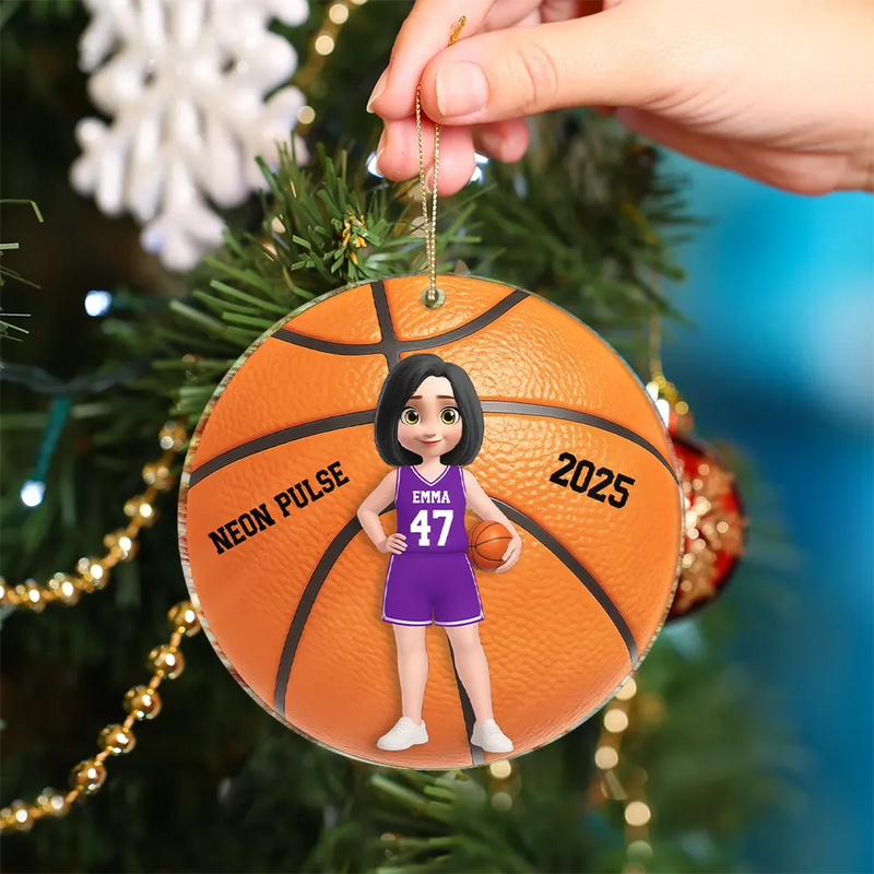 3D Effect Basketball Girl Boy - Personalized Custom Shaped Acrylic Ornament