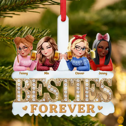 3D Effect Besties Forever Gemstone Art - Personalized Custom Shaped Acrylic Ornament