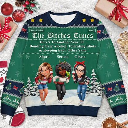 3D Effect Besties Here's To Another Year Of Us - Personalized Unisex Ugly Sweater