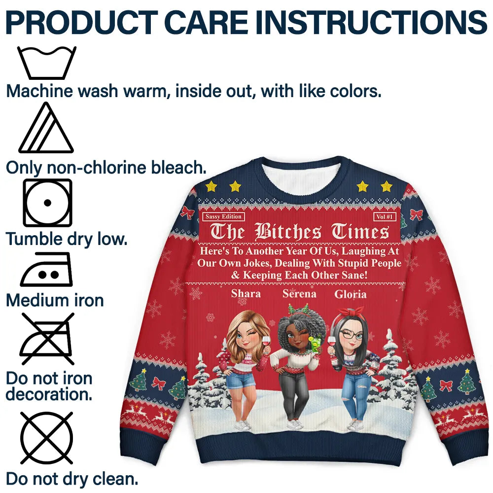 3D Effect Besties Here's To Another Year Of Us - Personalized Unisex Ugly Sweater