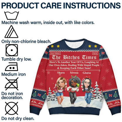 3D Effect Besties Here's To Another Year Of Us - Personalized Unisex Ugly Sweater