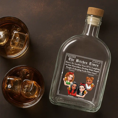 3D Effect Besties Here's To Another Year Of Us - Personalized Whiskey Bottle