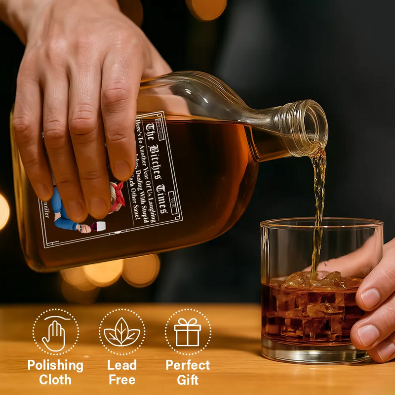 3D Effect Besties Here's To Another Year Of Us - Personalized Whiskey Bottle