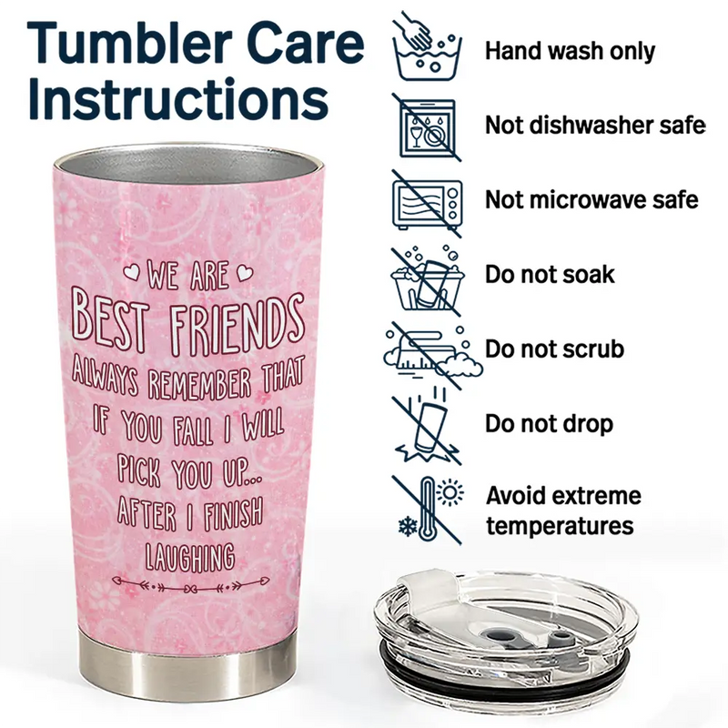 3D Effect Besties If You Fall I Will Pick You Up - Personalized Tumbler