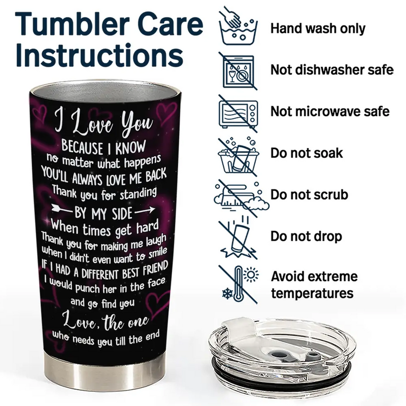 3D Effect Besties Thank You For Standing By My Side - Personalized Tumbler