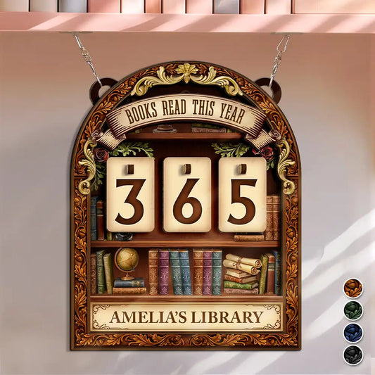 3D Effect Books Read This Year - Personalized Hanging Tracker Sign