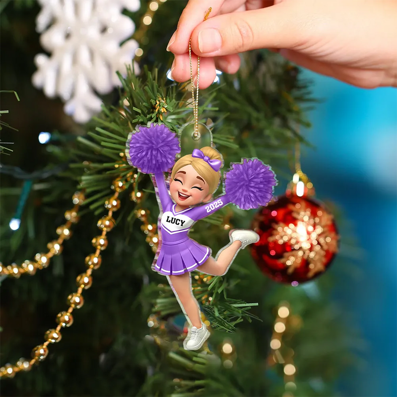 3D Effect Cheerleader - Personalized Custom Shaped Acrylic Ornament