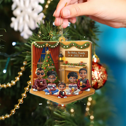 3D Effect Christmas Family - Personalized Custom Shaped Acrylic Ornament