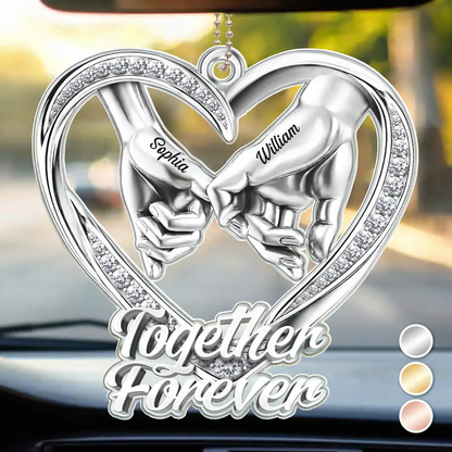 3D Metal Effect Couple Holding Hands You & Me We Got This - Personalized Acrylic Car Hanger