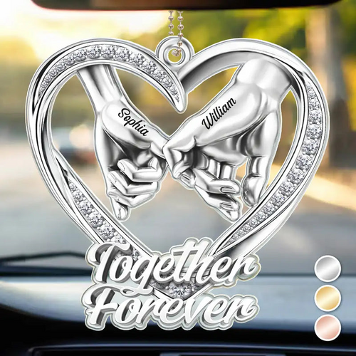 3D Metal Effect Couple Holding Hands You & Me We Got This - Personalized Acrylic Car Hanger